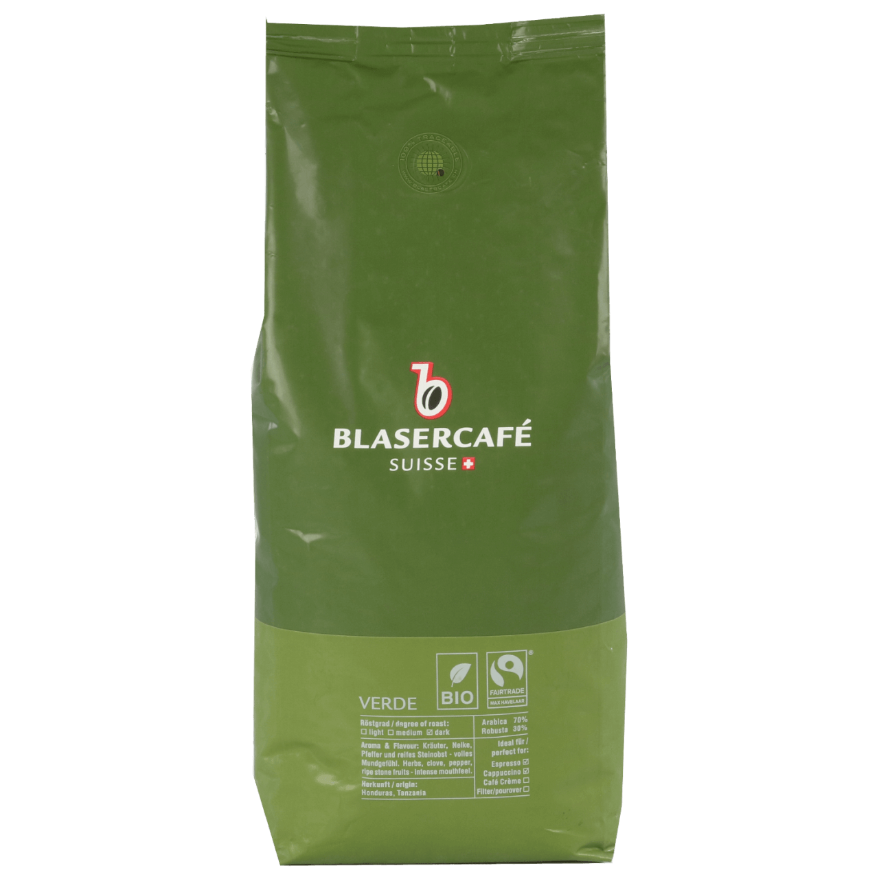Blasercafé Verde Bio Faitrade 1kg Bohnen
